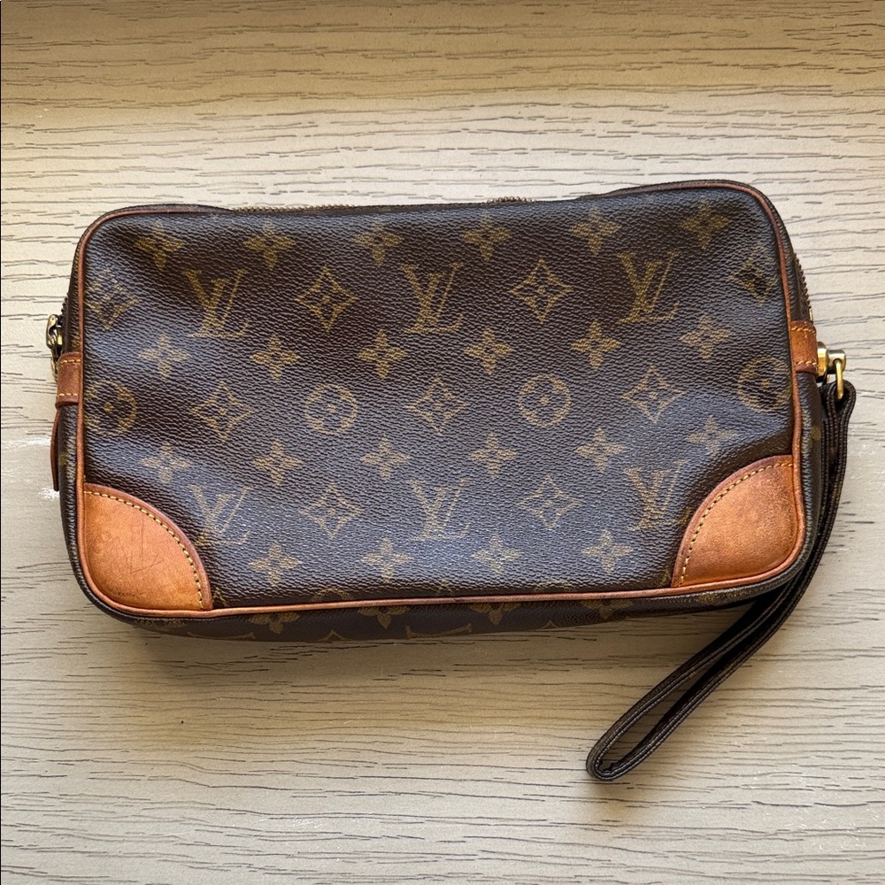 Louis Vuitton Monogram Toiletry Bag in Brown and Tan